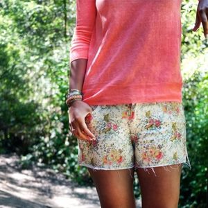 Paige floral jean shorts